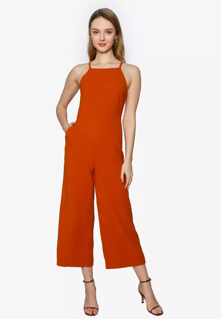 Wide-Leg Jumpsuit With Lace-Trimmed Back