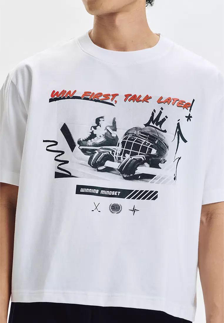 Win First Talk Later Boxy Graphic T-Shirt