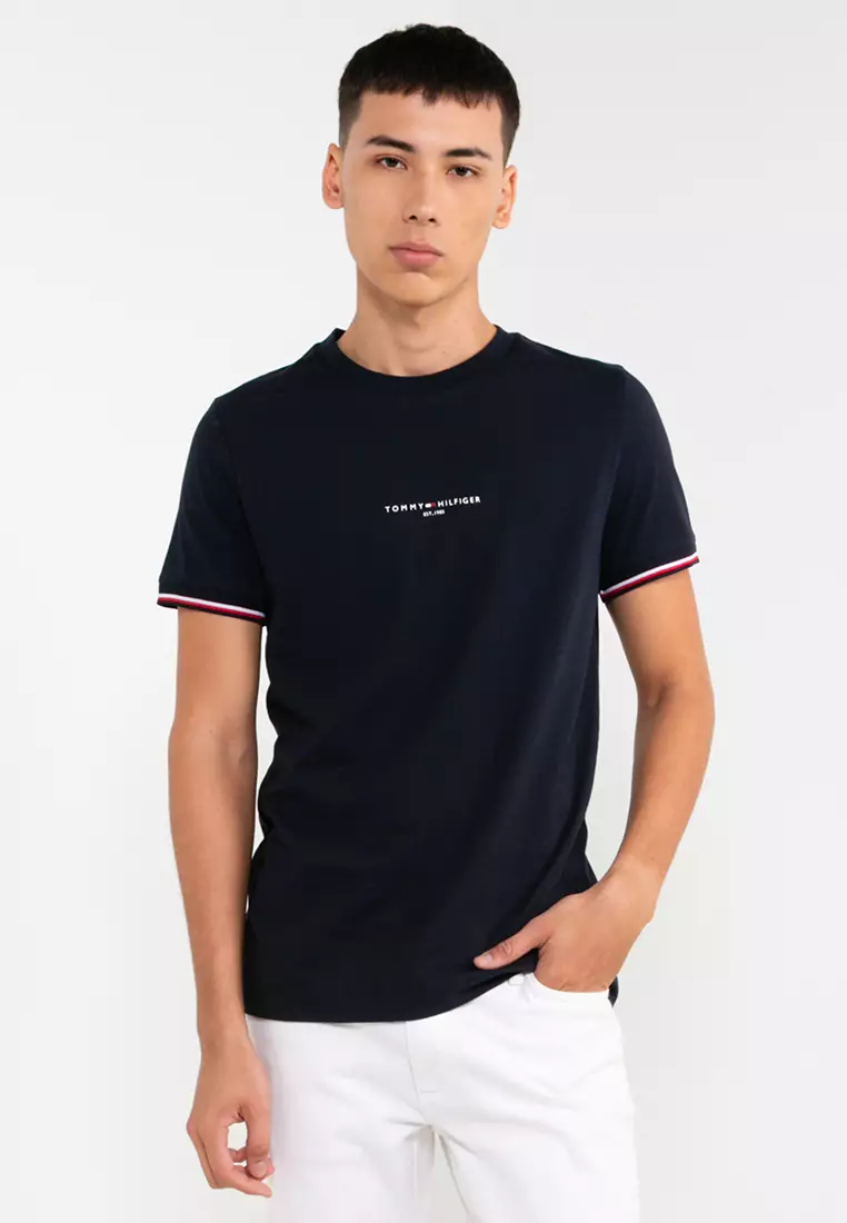 Tommy Hilfiger Slim-Fit Tipped T-Shirt Navy