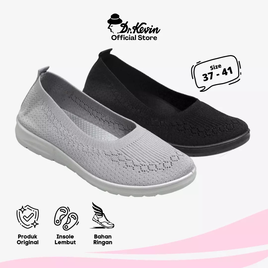 Dr. Kevin Sepatu Olahraga Sport Wanita Sneakers Flyknit Slip On 589-049