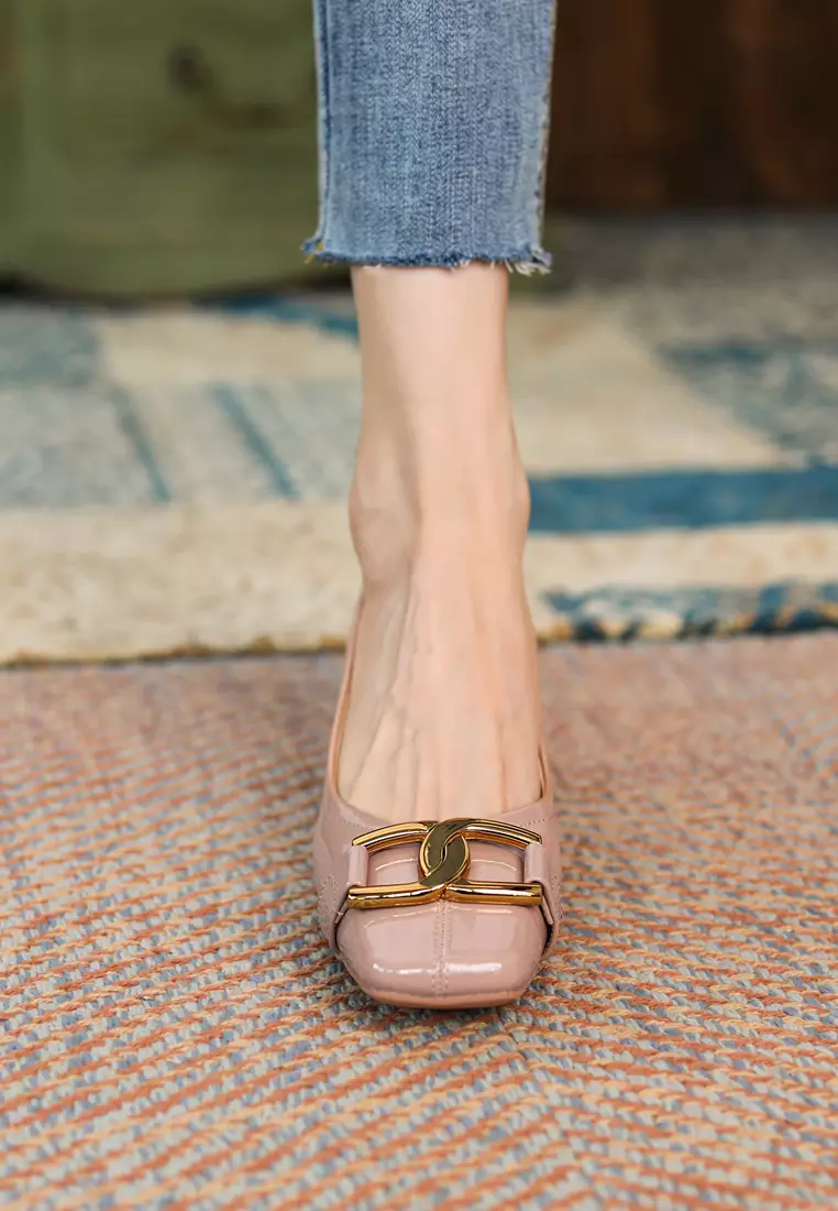 4.5CM Square Toe Horsebit Buckle Pumps XJ332-8