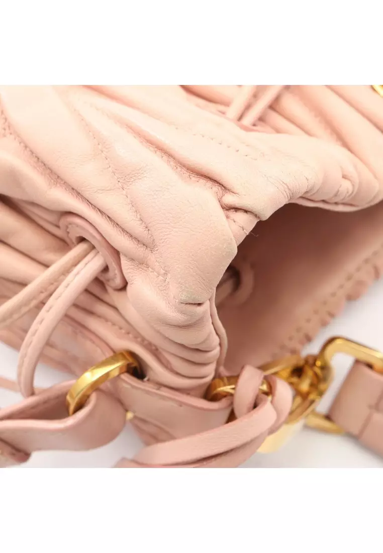 Pre-Loved MIU MIU matelasse 2WAY Handbag leather pink beige