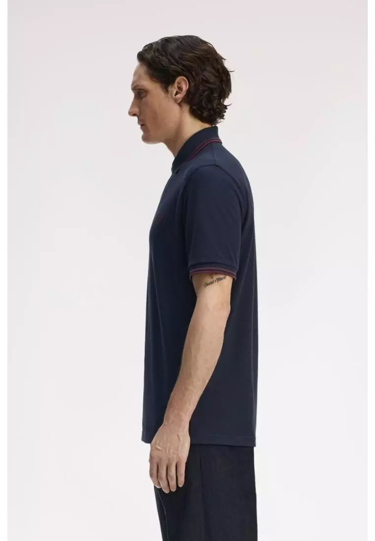 Fred Perry M12 Twin Tipped Fred Perry Shirt (Navy / Oxblood)