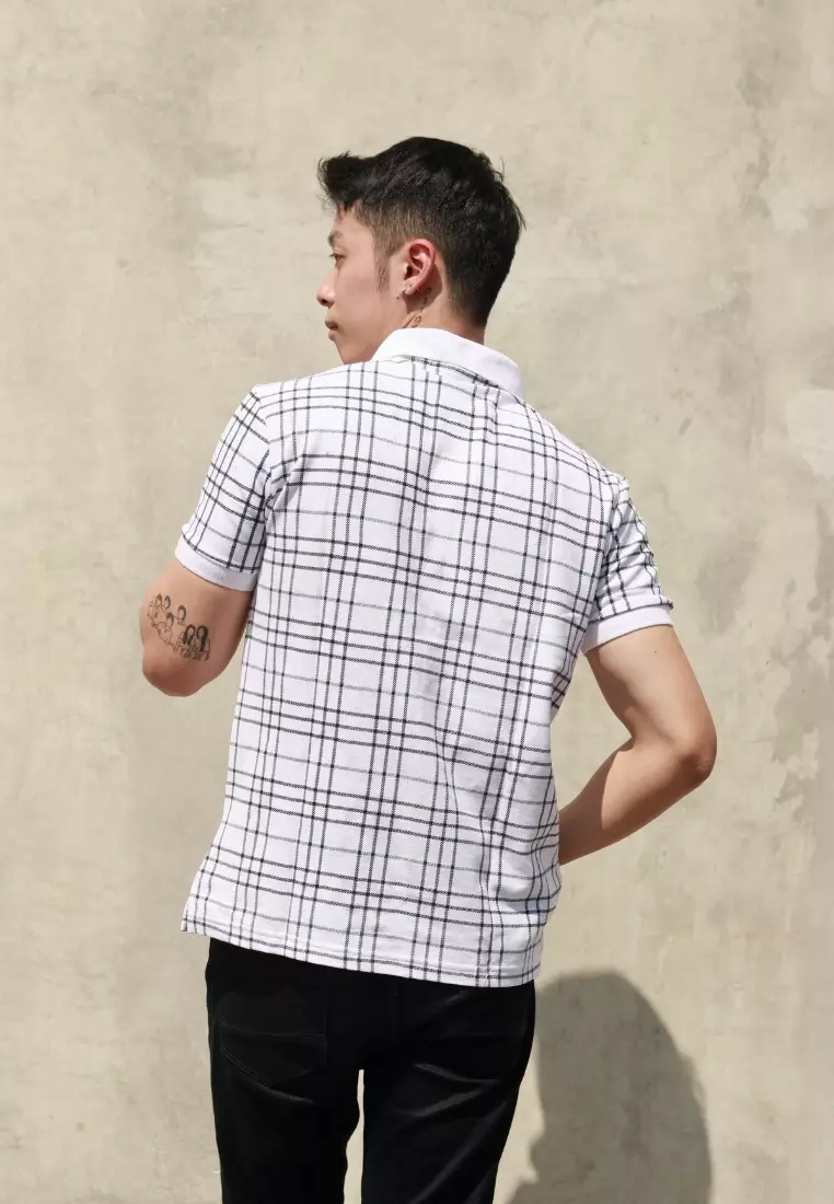 Kale / PARVIS White / Polo Shirt Pria / Atasan Kaos Polo Pria / Kaos Polo Berbahan Cotton Pique / Polo Shirt Slim Fit