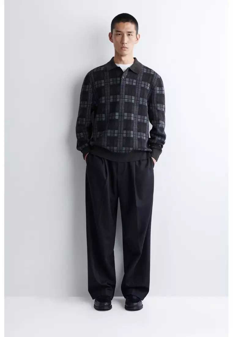 MERINO WOOL-JACQUARD POLO JUMPER