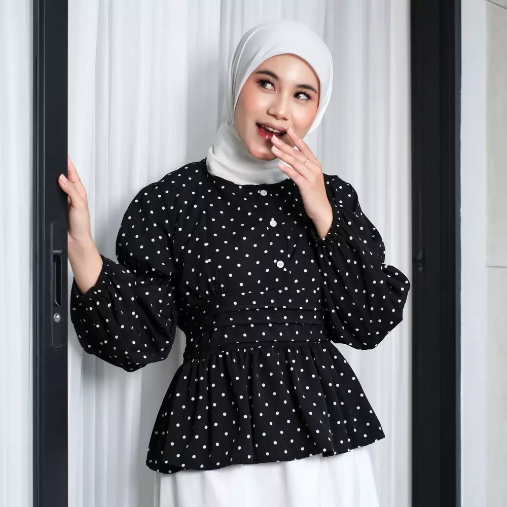 Leoni Blouse Polkadot - Polka Black M20084 R36S3