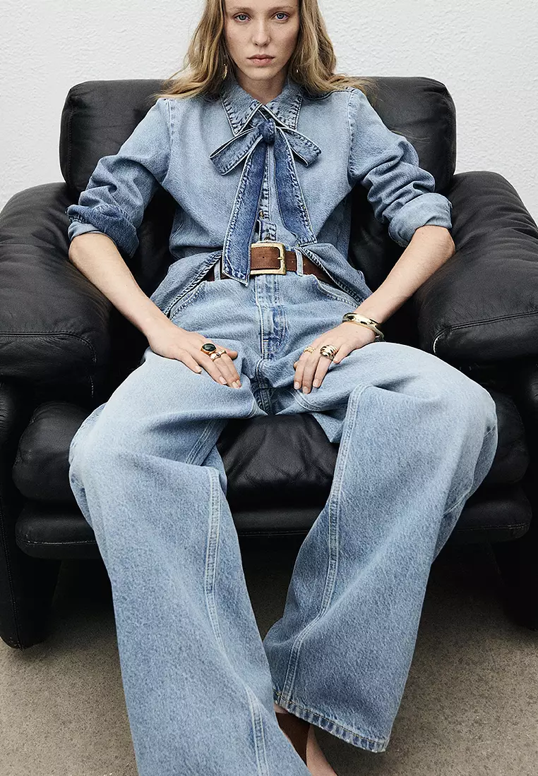 Denim Shirt With Bow