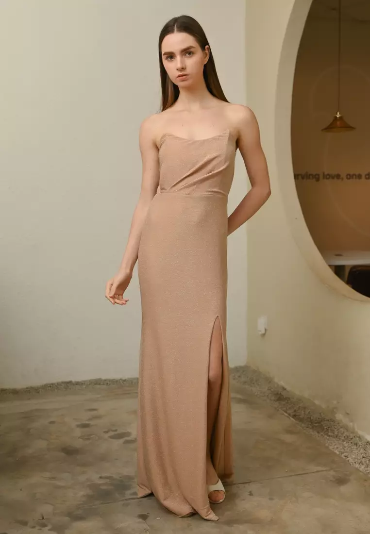 抹胸晚宴连衣裙