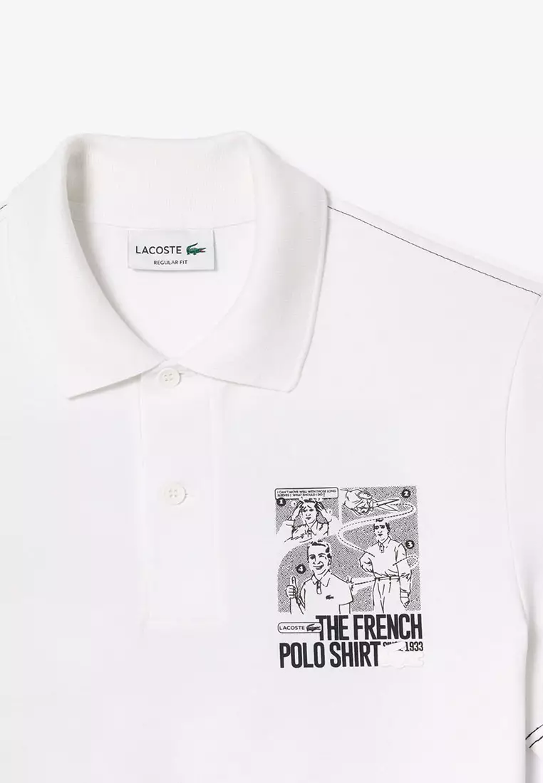 Back and Front Print Lacoste Movement Polo Shirt