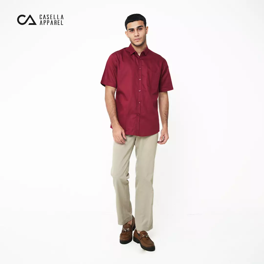 Casella Kemeja Pria Lengan Panjang Polos | Kemeja Premium Gallant 2334 Maroon