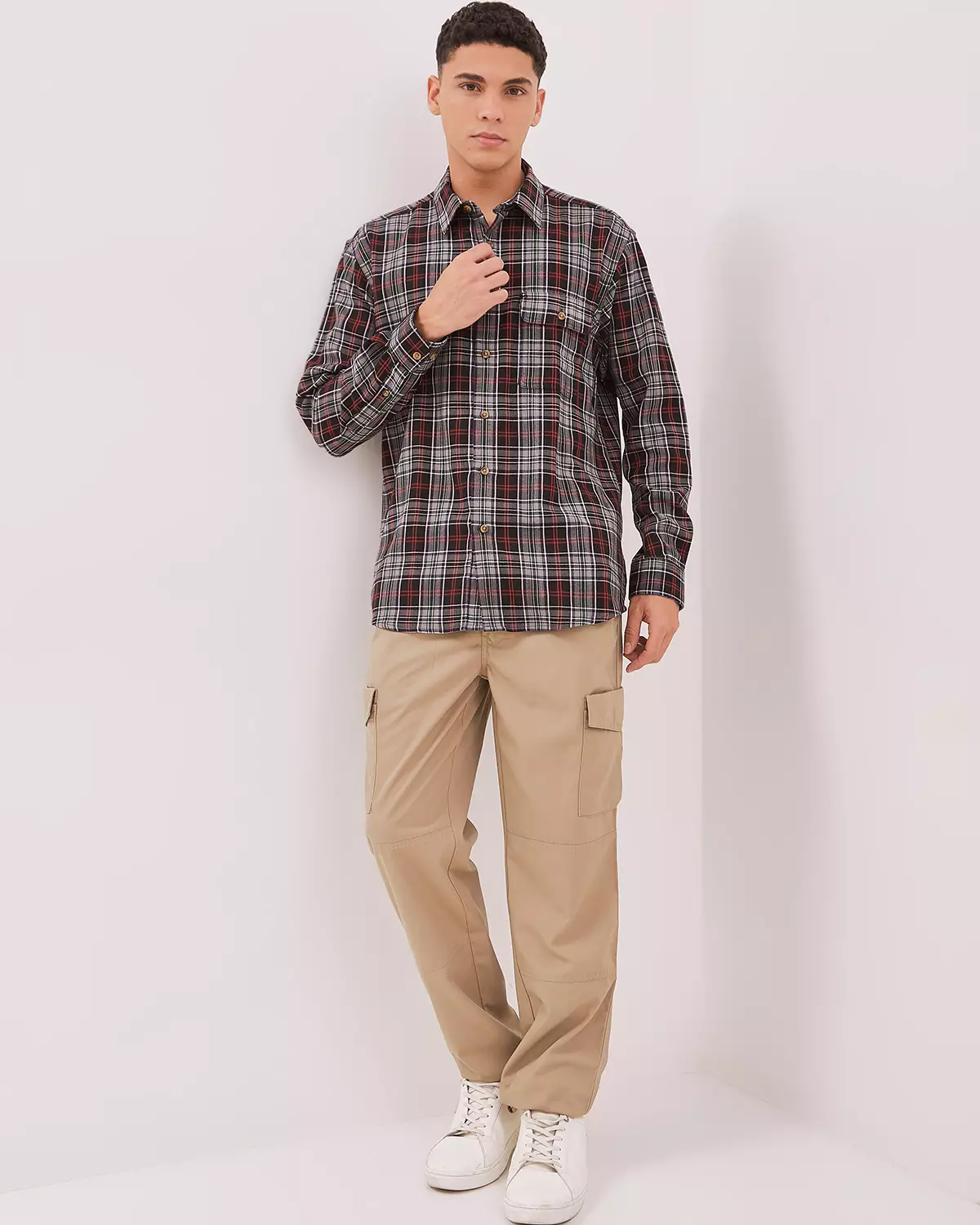 MEN'S BLACK FLANNEL SHORT SLEEVE SHIRT