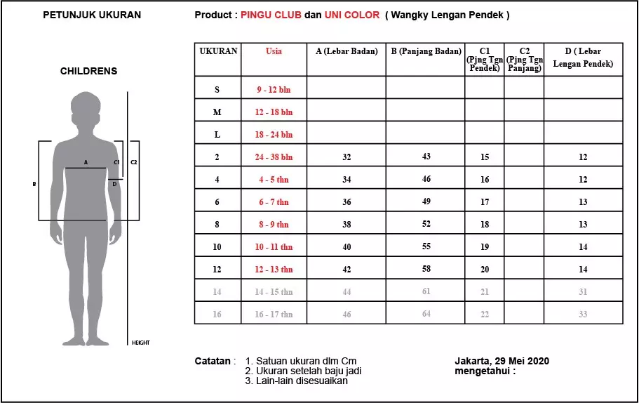Pingu Kaos Wangky Anak Laki-Laki Polos Pendek 91903325