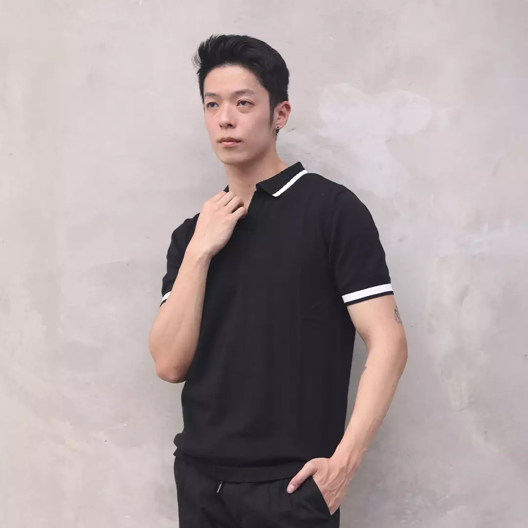 Kale Lyon Black / Polo Shirt Pria / Atasan Kaos Polo Rajut Pria