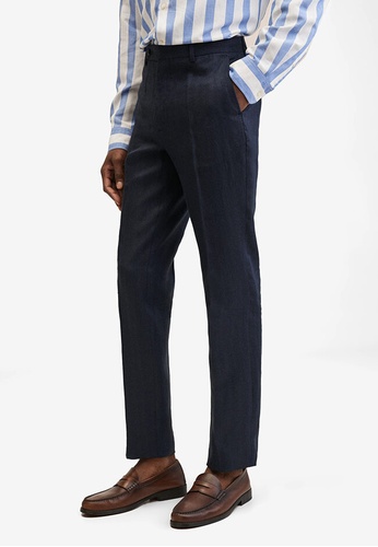 MANGO Man blue Slim Fit Linen Suit Trousers EBA1EAA6B1FABCGS_1