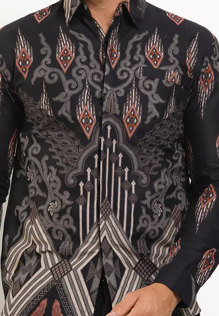 Ichan Kemeja Batik Premium Pria Casual Modern Lengan Panjang