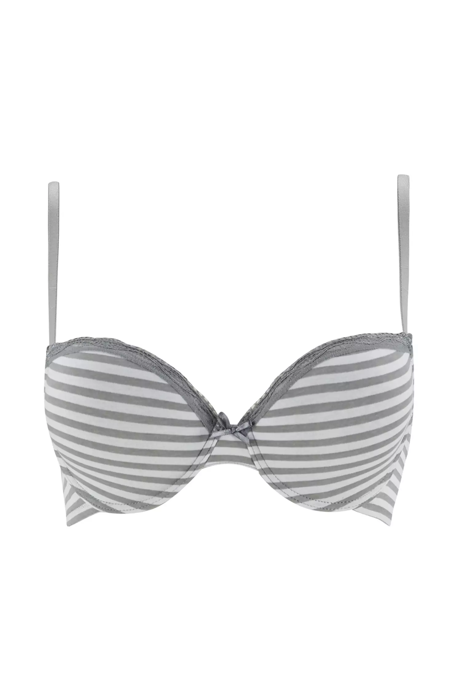 Buy Clovia Clovia Non-Padded Non-Wired Full Cup Striped Bra in Grey Melange  - Cotton 2023 Online