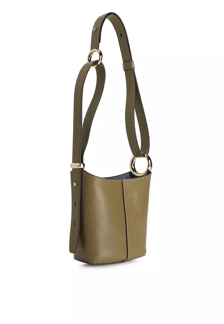 Halo Glazed Leather Mini Bucket Bag