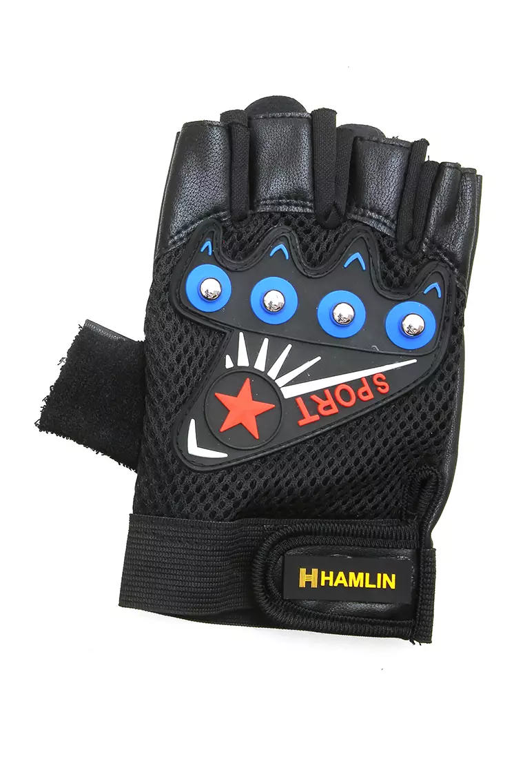 Ellard Sarung Tangan Unisex Half Finger Sport Gloves Material Leather ORIGINAL - Black