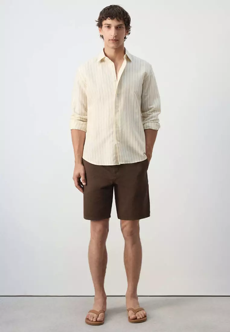 Linen-Cotton Blend Stripe Shirt