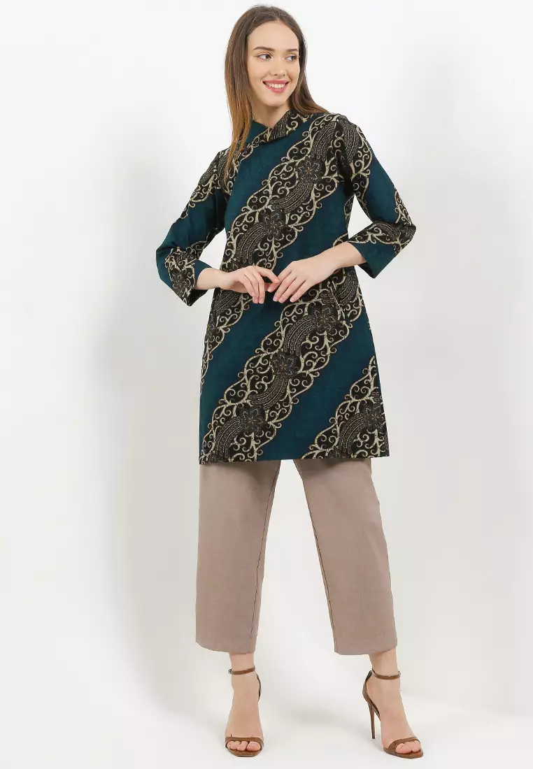 BATIK TALENTA EXCLUSIVE batik wanita blous BIRU PRANG 02