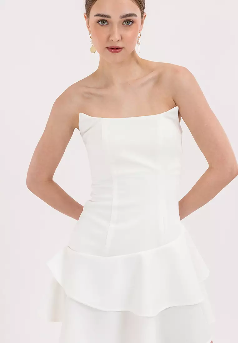 Delany Scoop Neckline Two-tiered Mini Dress