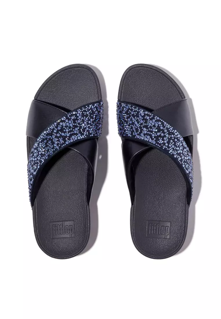 Buy FitFlop LULU Women's Crystal-Mix Metallic Cross Slides