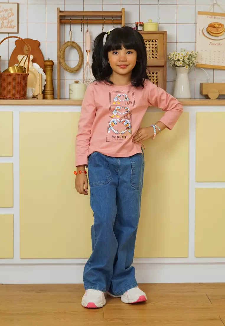 Kaos Lengan Panjang Anak Perempuan Pink/ Long Sleeves T-Shirt Girl Pink/ Daisy Too Cute