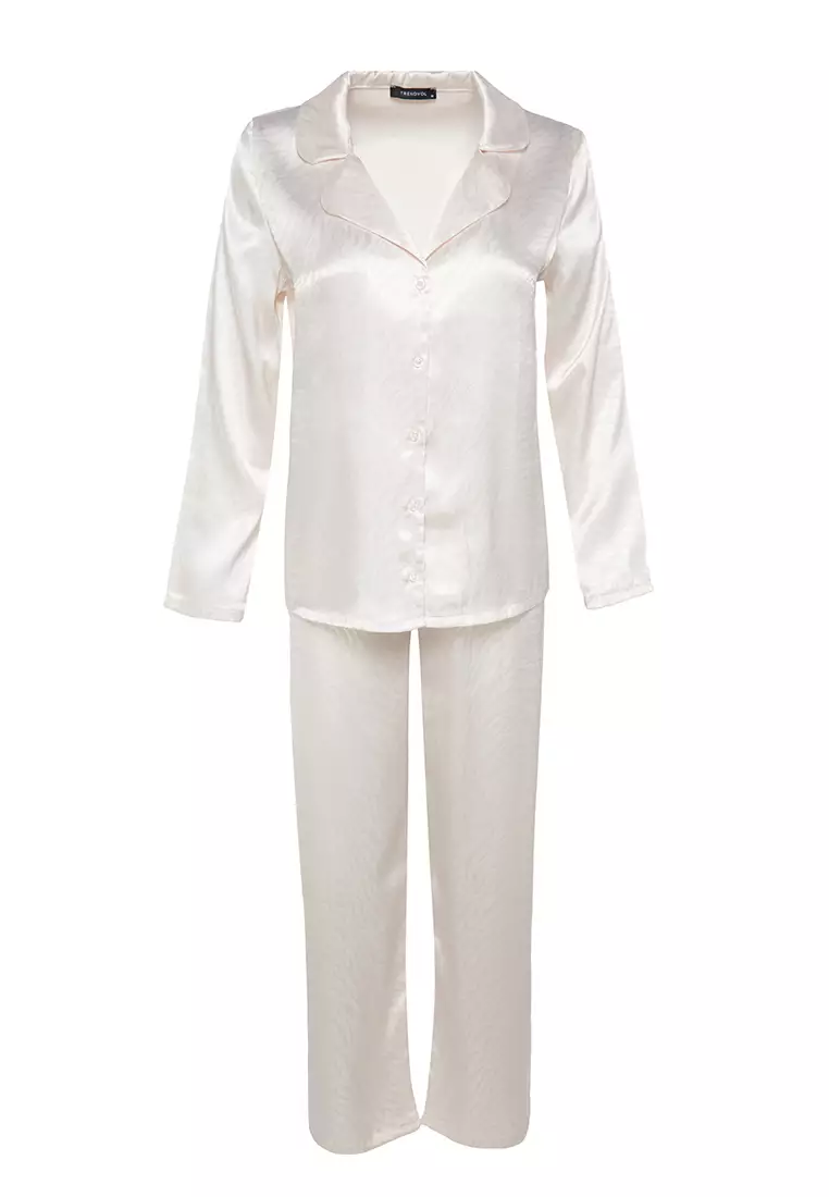White Zebra Pattern Satin Pajamas Set