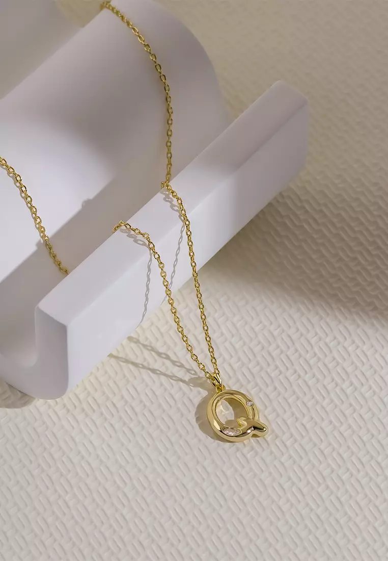 Alphabet Bubble Pendant Necklace - Letter Q
