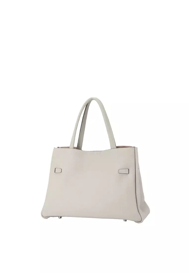 SAOIRSE Soft Structural Belt Tote Bag - Light Grey