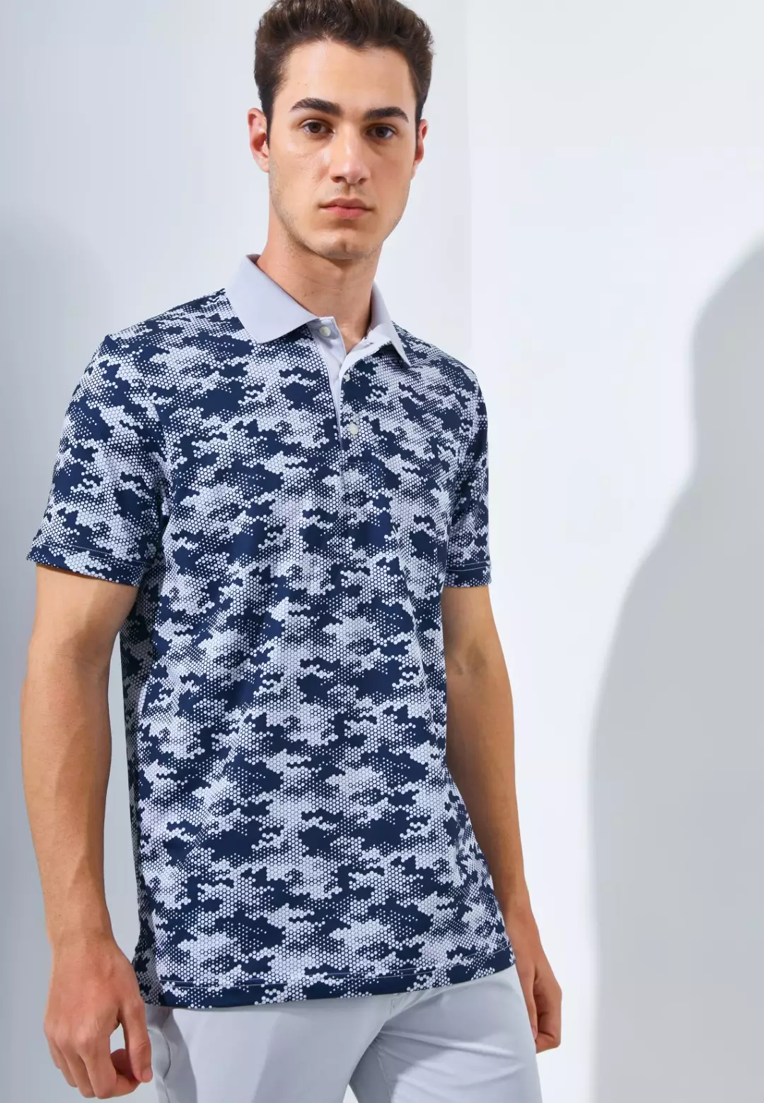 Jack Nicklaus Balboa Premium Mix Print Polo Silver Coast