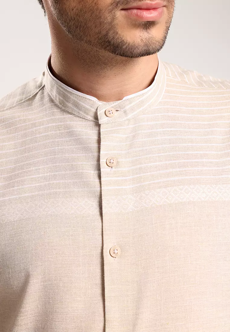 MOC Kemeja Koko Lengan Pendek Pria Brunoz - Khaki