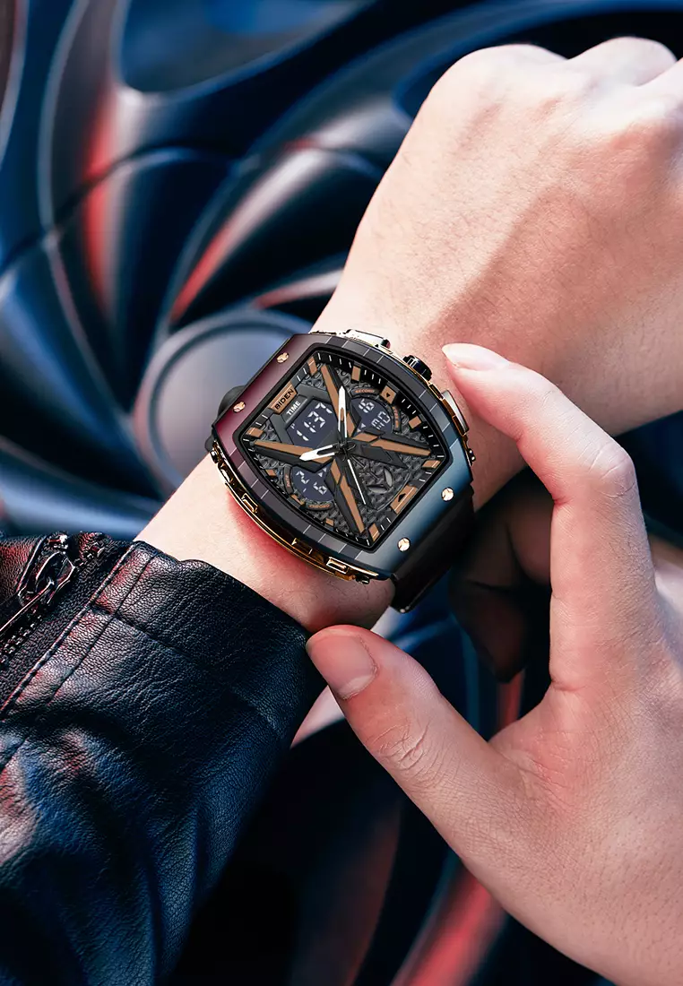 Jam Tangan Pria Original Multifungsi Analog & Digital Anti Air Tali Silicone Jam Tangan Cowok Blackrose