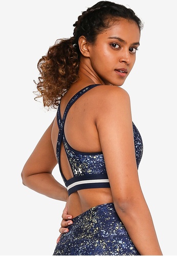 Under Armour navy Project Rock Printed Crossback Sports Bra 0B97BUSBFC6F2FGS_1