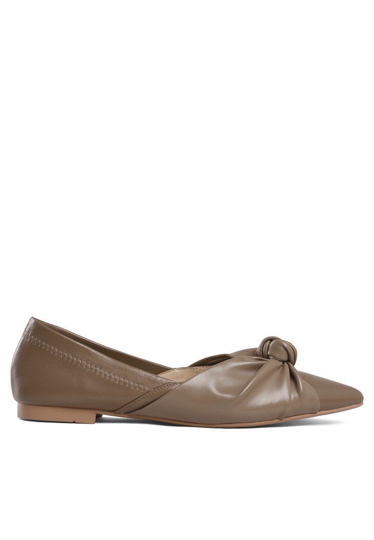 Pointy Bow Lamb Leather Flats BSH1011701