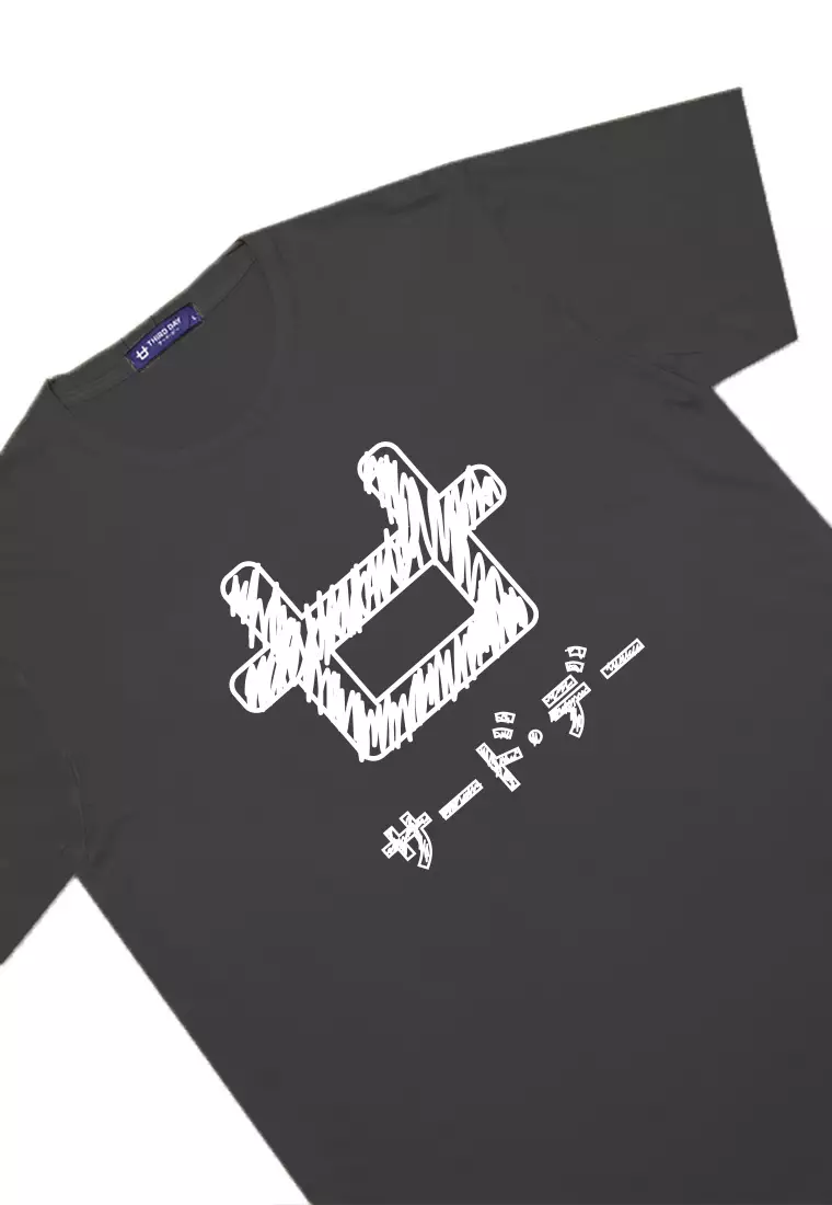 MTM65 kaos pria beige instacool logo scribble abu