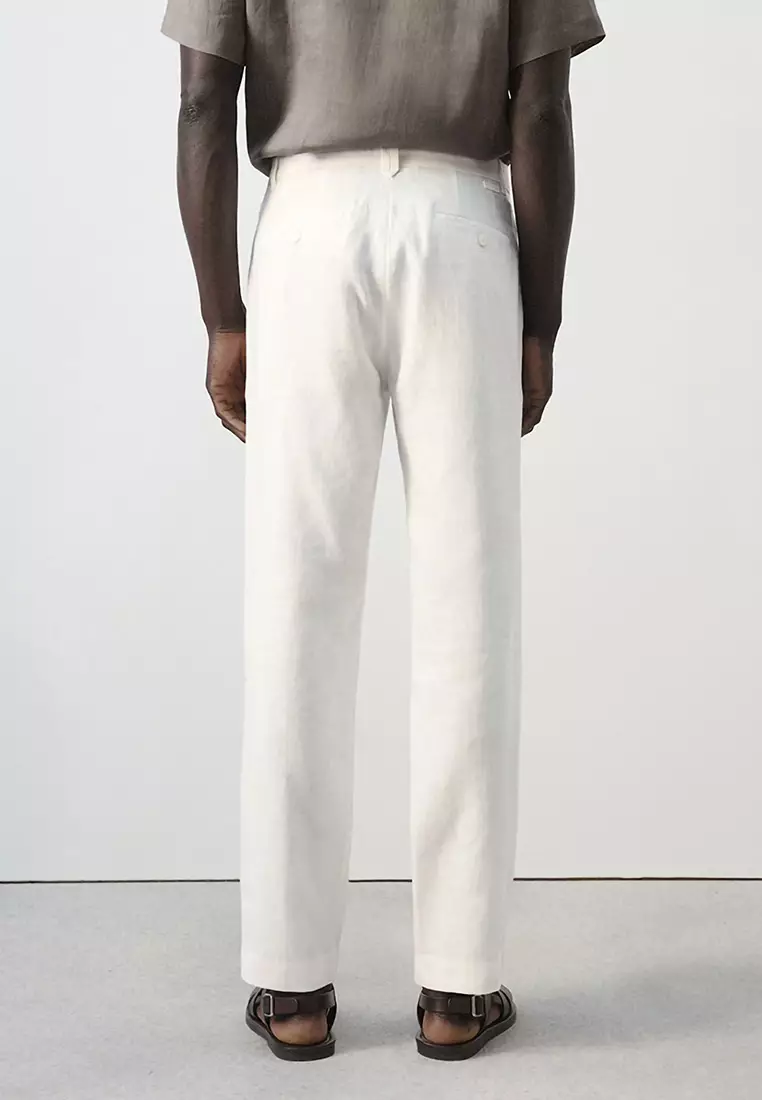 Slim-Fit 100% Linen Trousers