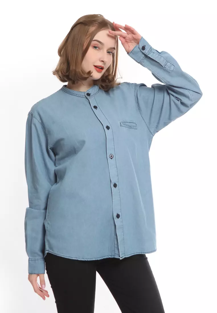Tunik Denim Krah Mandarin KB282312
