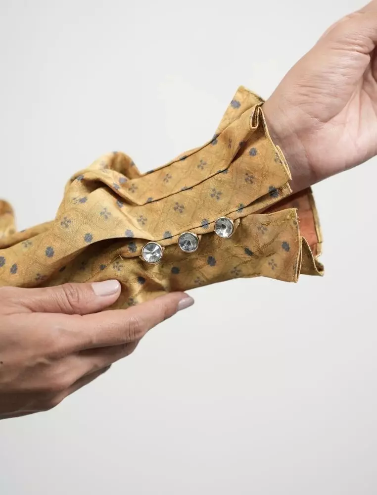 Yasmine Blouse Yellow | Tunik Atasan Wanita | Bahan Sateen Jacquard Printed