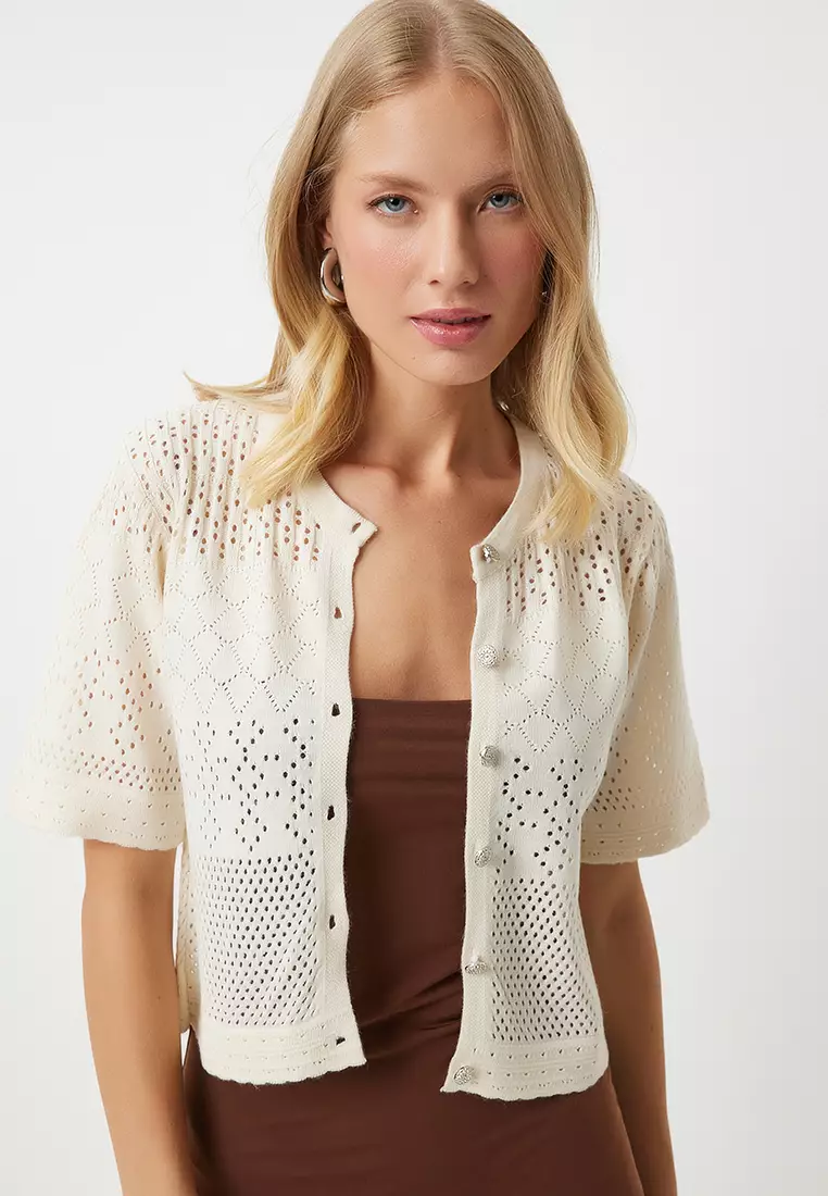 Buy Happiness Istanbul Short Sleeve Crop Cardigan 2025 Online | ZALORA