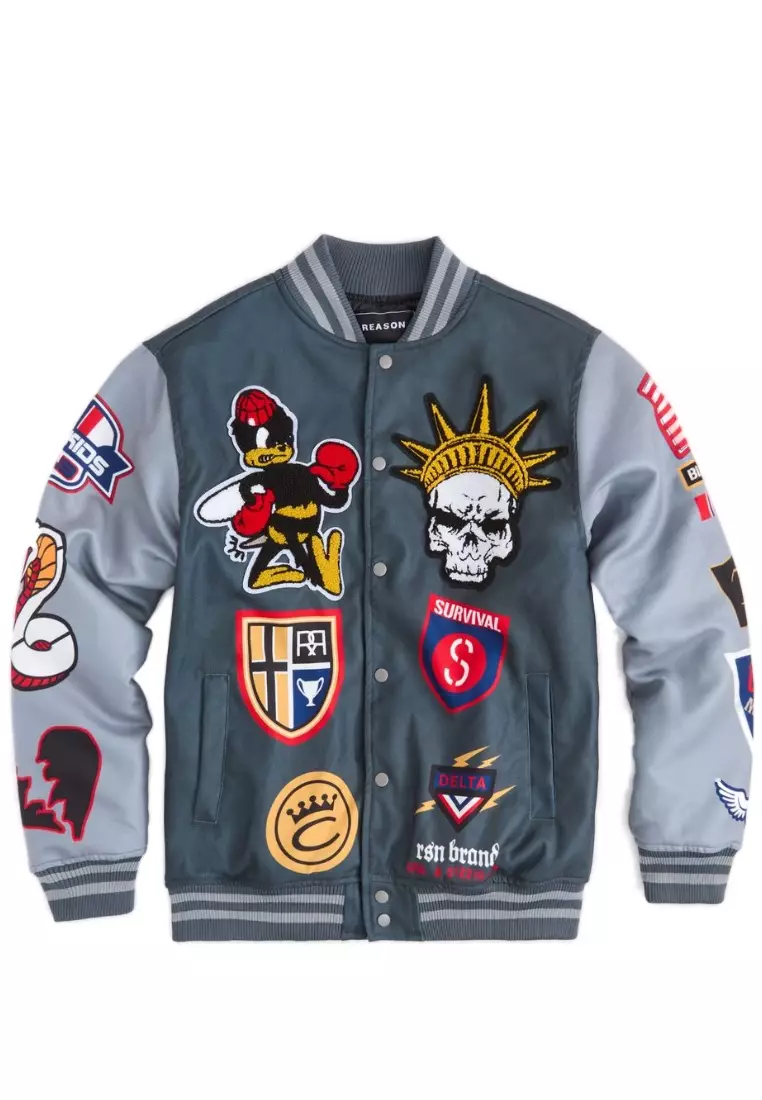 NYC Streetwear - Fearless Varsity Jacket - Grey