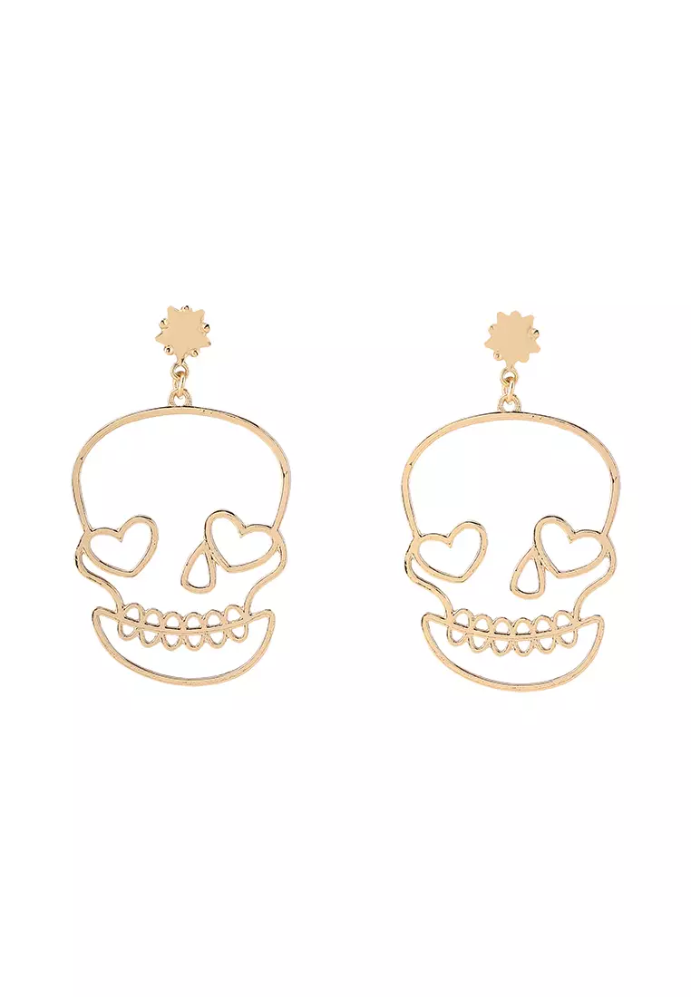 White gold hot sale skull earrings