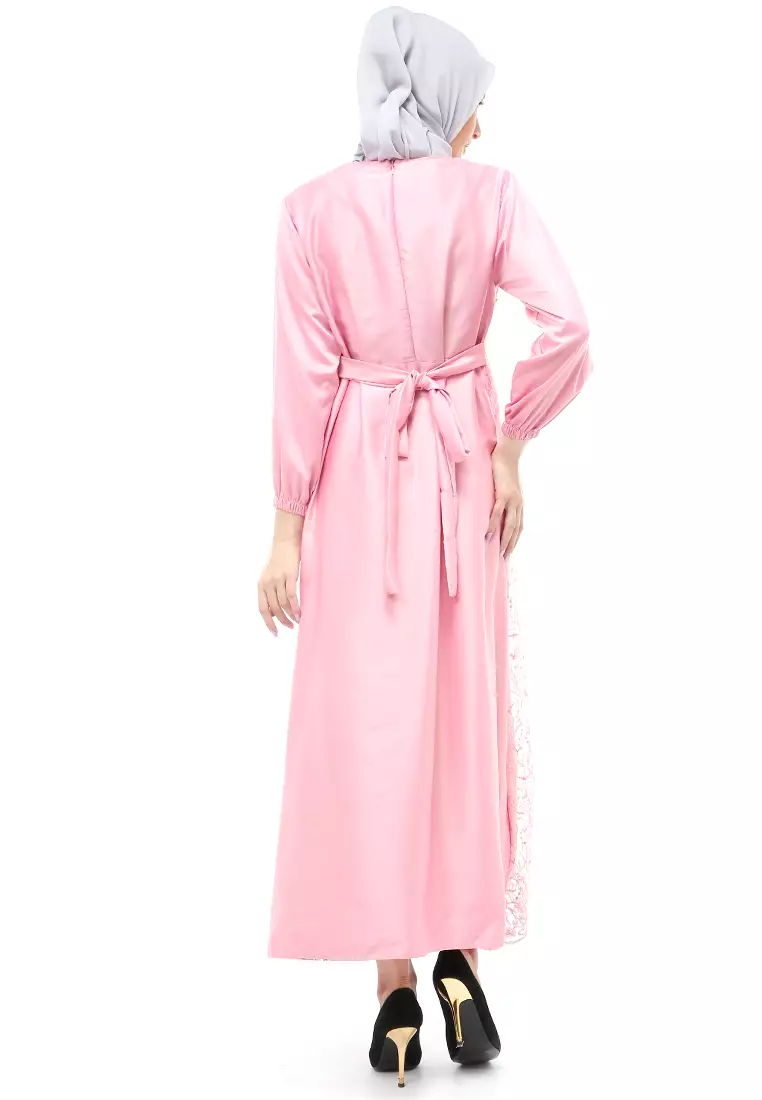 Monita Gamis Brokat Tile Wanita Muslimah Regular Fit - DustyPink