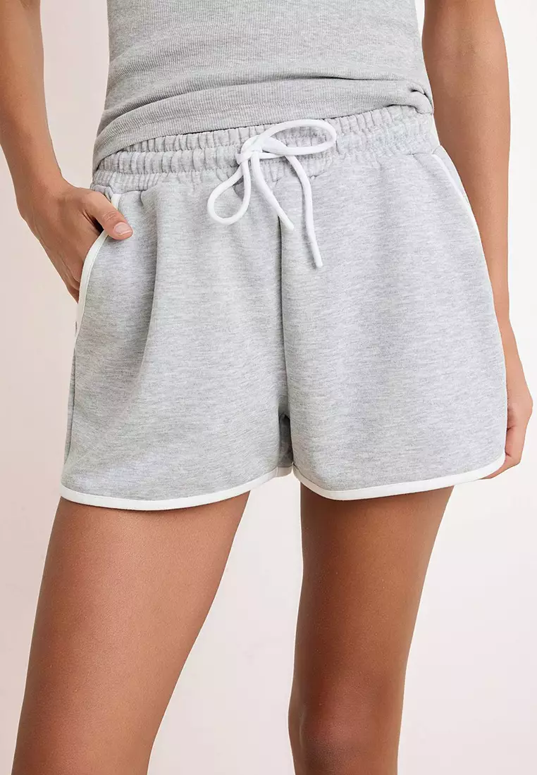 Gray Melange Color Block Fitted/Fitted Pocketed Ribbed Stretchy Knitted Top And Bottom Set Twoss26Au81