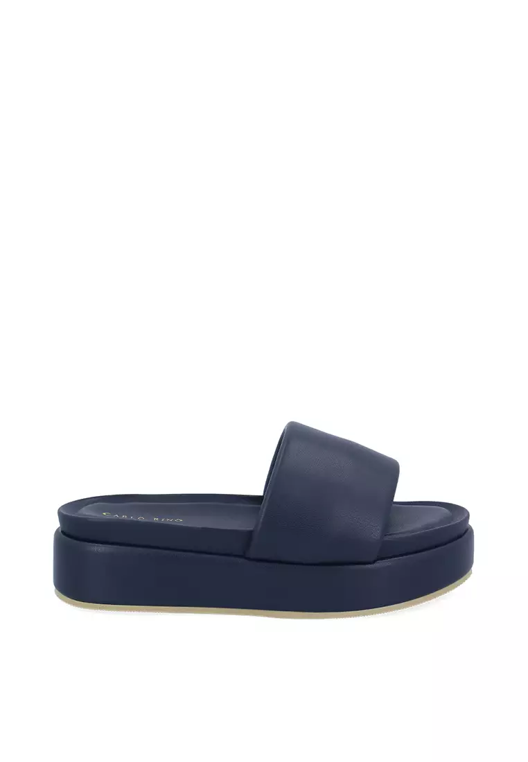 Discount on Carlo Rino  shoes - SKU: Dark Blue CR Bernice Single Strap Slides
