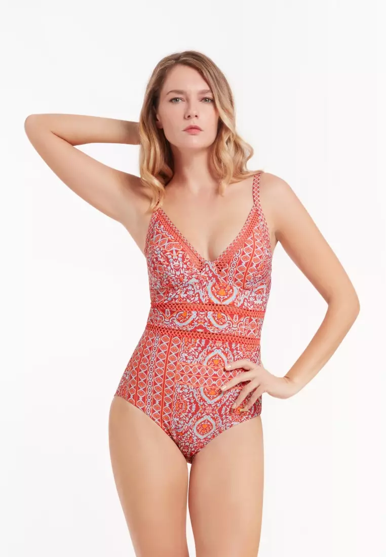 Inner Peace Spiced Coral Plus Cup V-neck Onepiece
