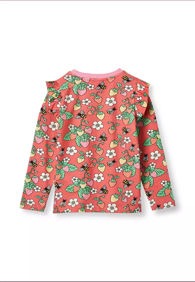 Long-sleeved top with strawberries