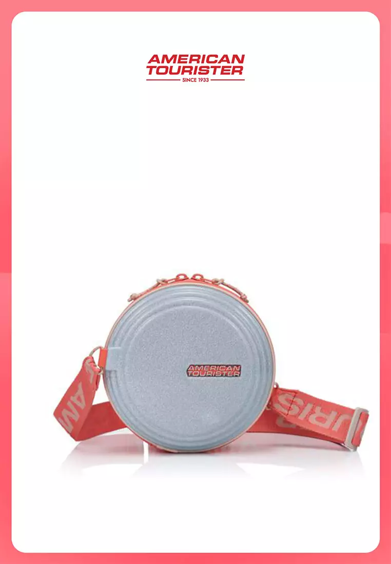 American Tourister Rollio U Mini Crossbody Bag - Silver Glitter/Salmon
