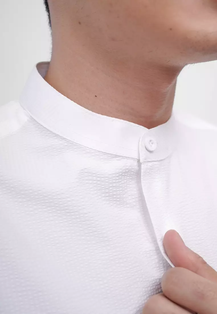 Ryusei Kemeja Kerah Koko Lengan Pendek Seijiro White