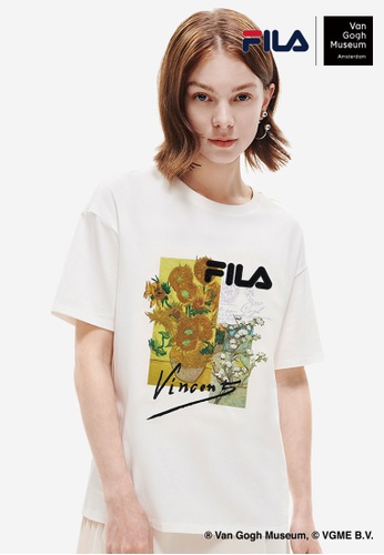 FILA white FILA x Van Gogh Museum "Sunflowers" & "Small Pear Tree in Blossom" Women's Cotton T-shirt 69970AA46A2D21GS_1